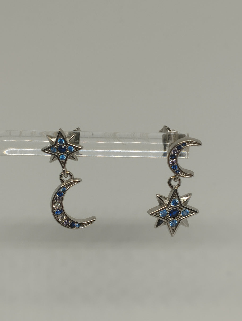 Sterling Silver Mismatched Star and Crescent Moon Earrings