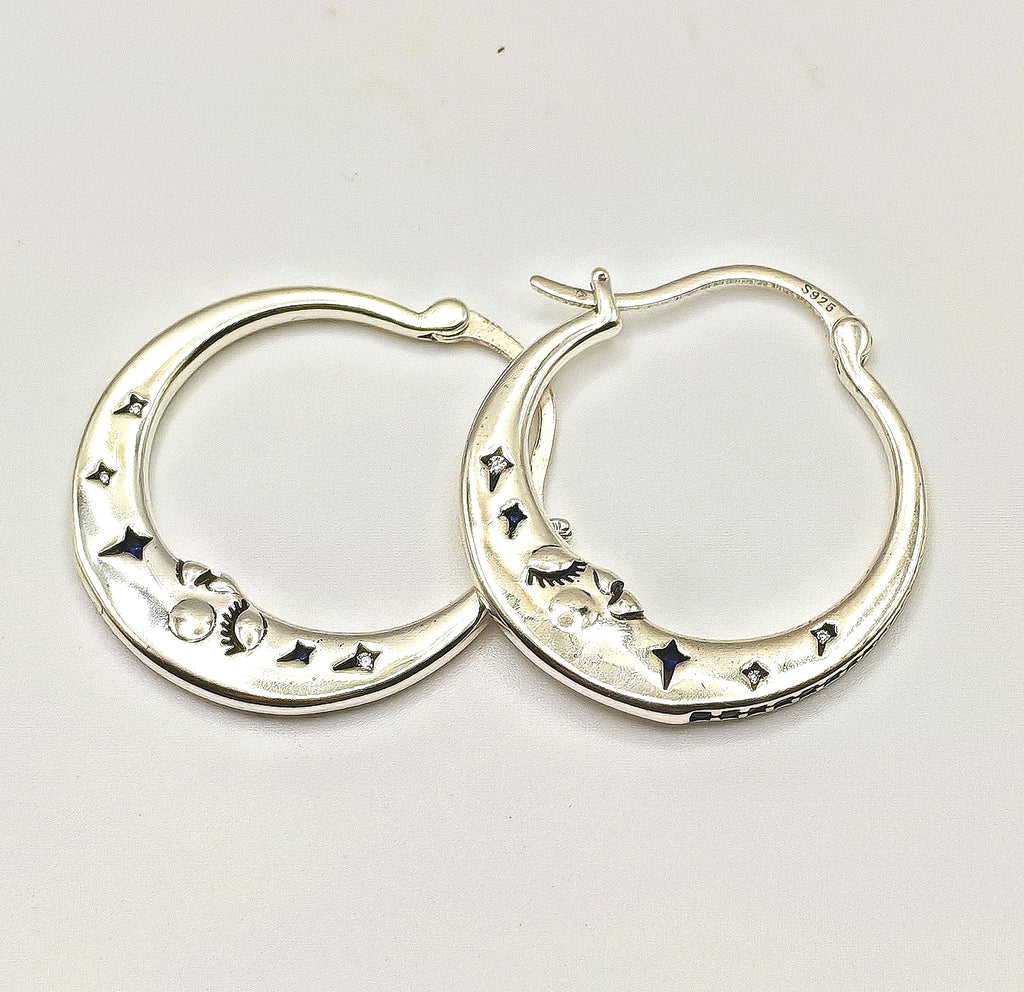 Sterling Silver Half Moon Hoop Earrings