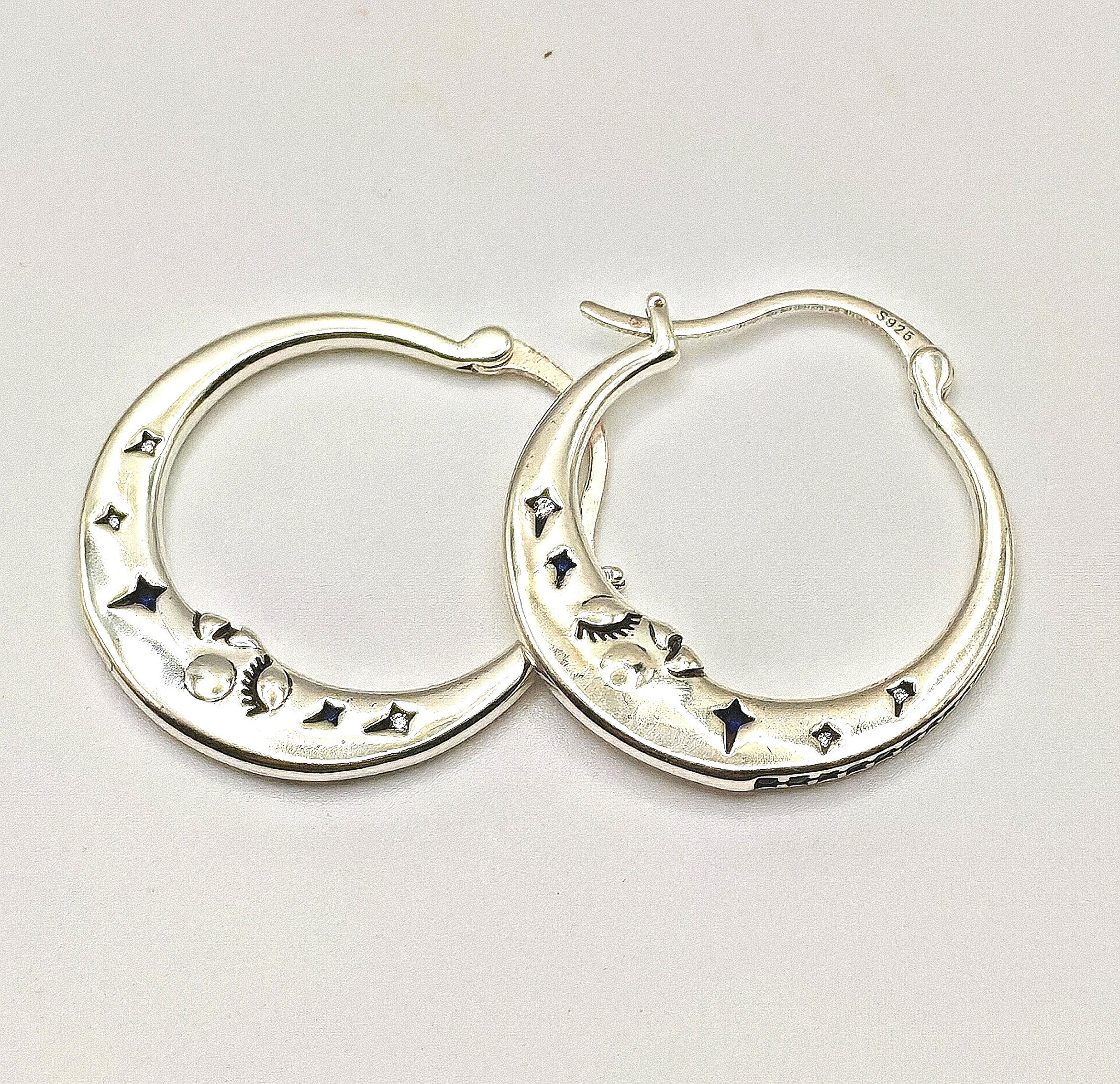 Sterling Silver Half Moon Hoop Earrings