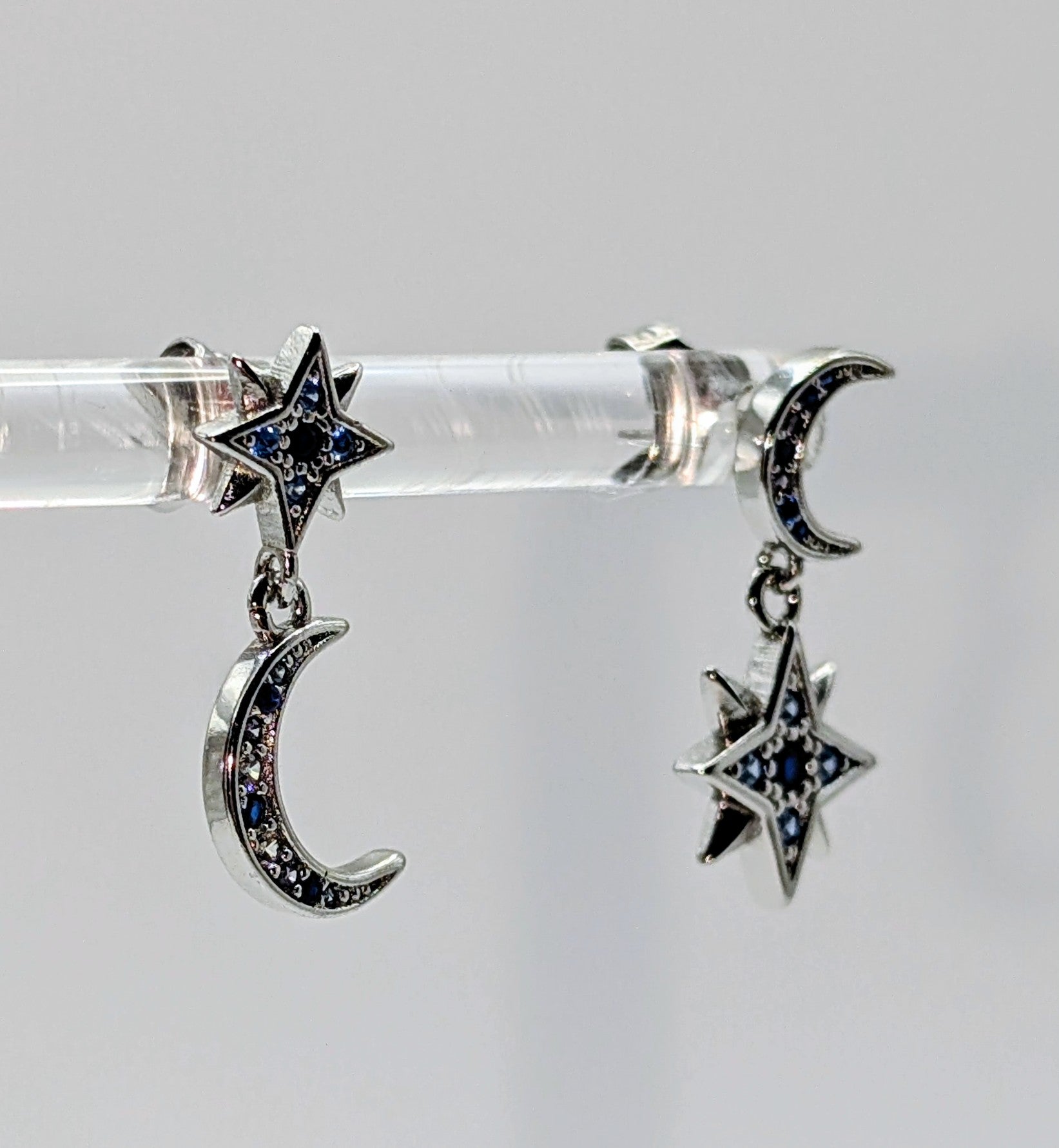 Sterling Silver Mismatched Star and Crescent Moon Earrings