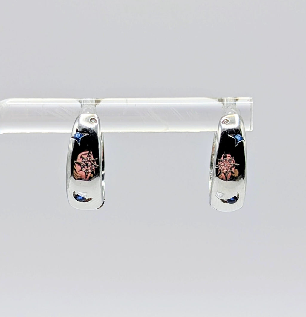 Sterling Silver Moon & Star Huggies