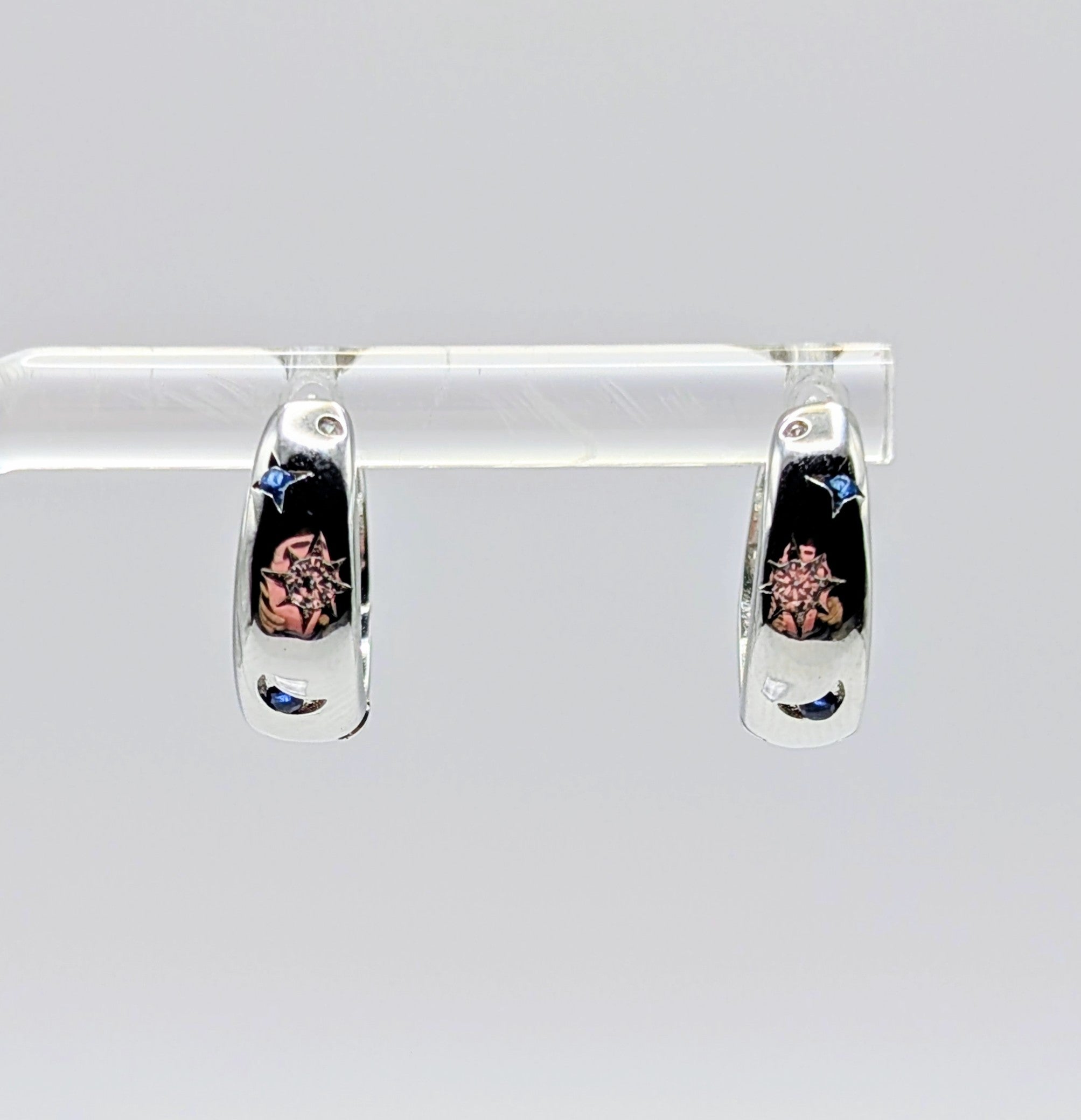 Sterling Silver Moon & Star Huggies