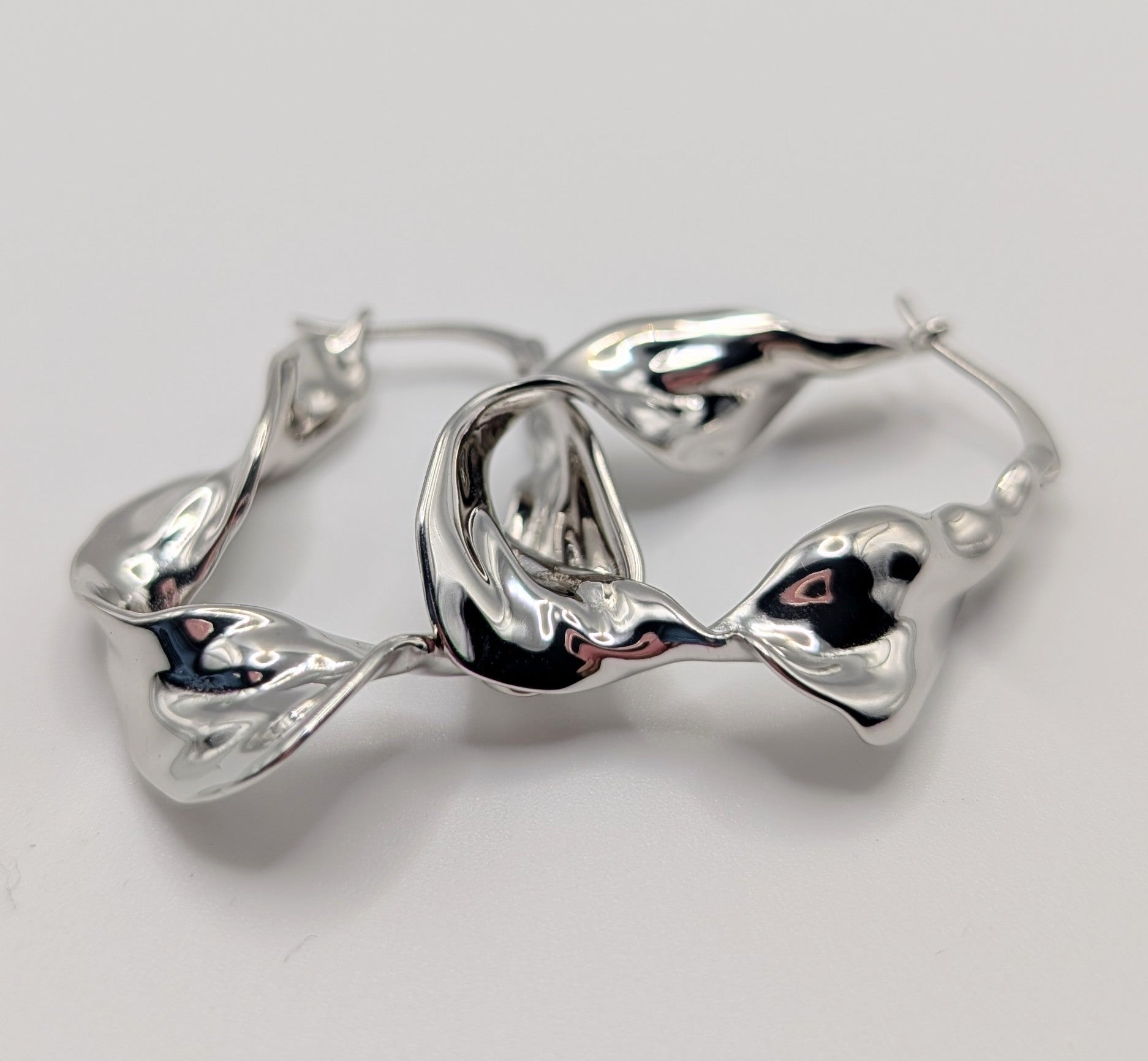 Wavy Sterling Silver Hoop Earrings