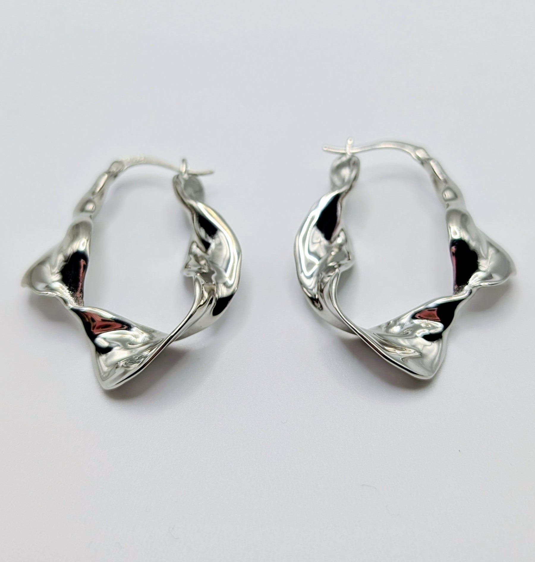 Wavy Sterling Silver Hoop Earrings