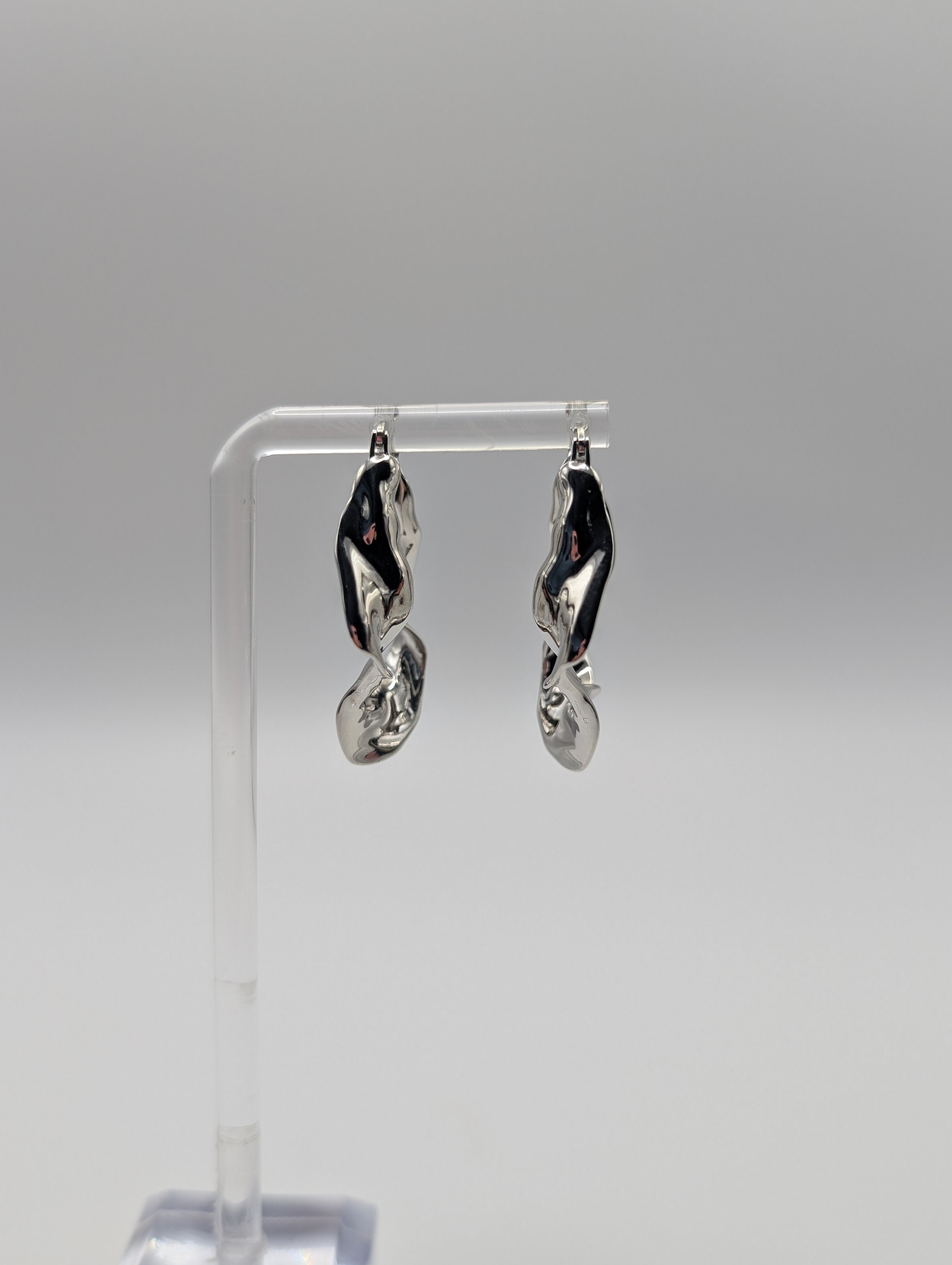 Wavy Sterling Silver Hoop Earrings