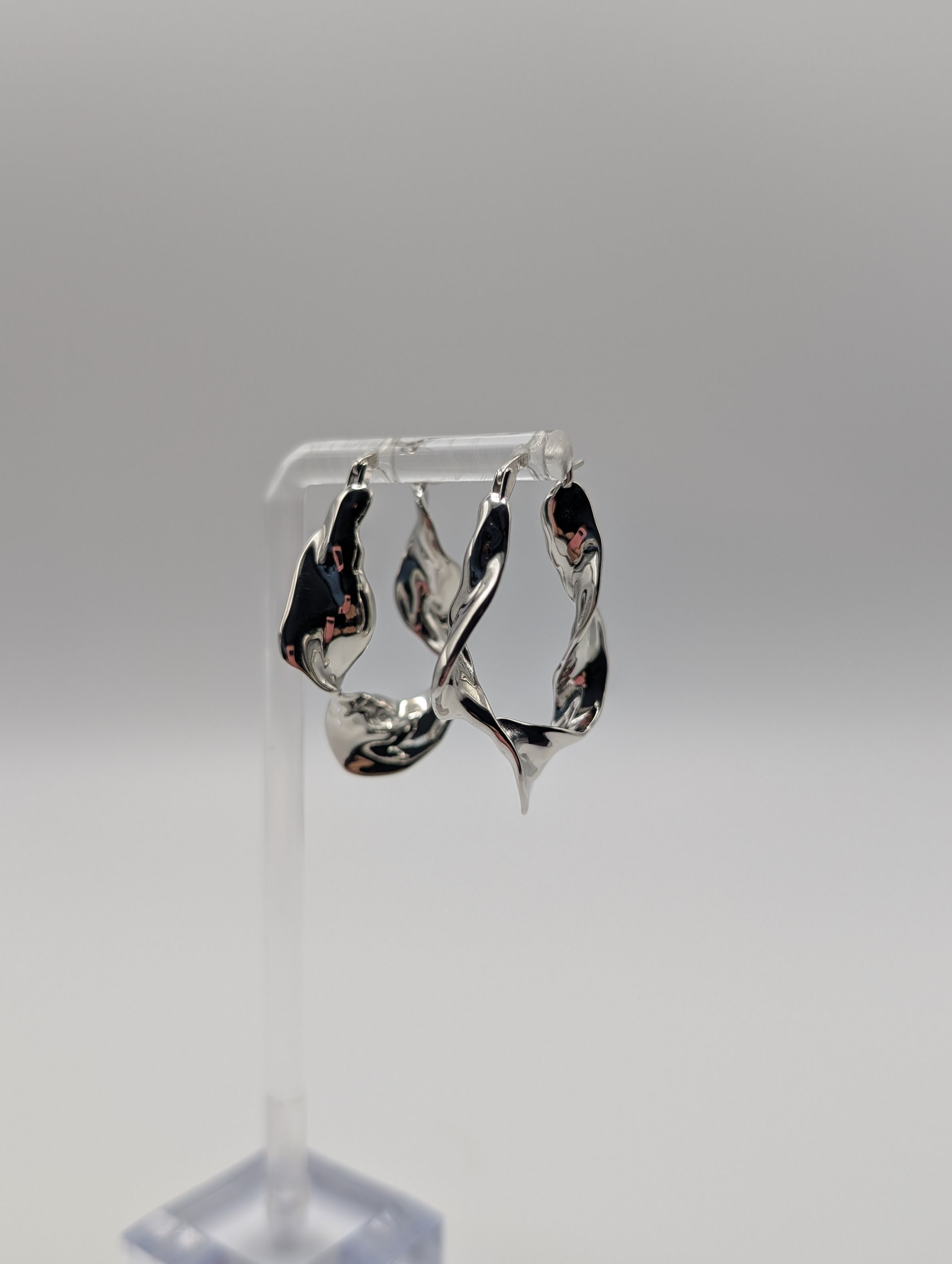 Wavy Sterling Silver Hoop Earrings