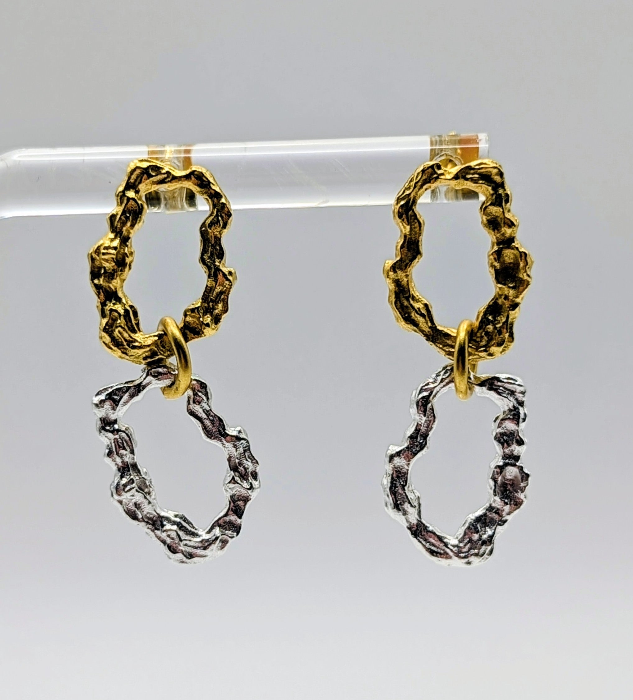 Sterling Silver / Gold Plate Double Hoop Drop Earrings