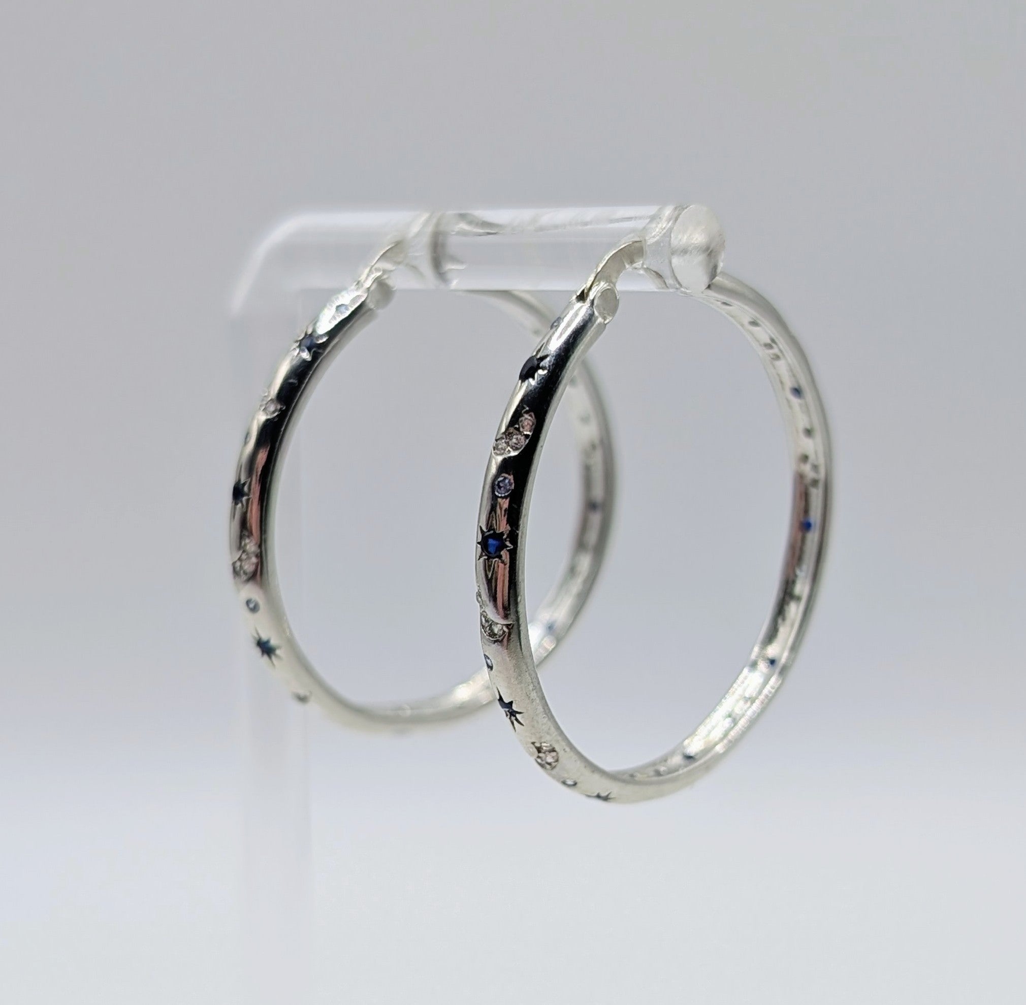 Sterling Silver Moon & Star Hoops