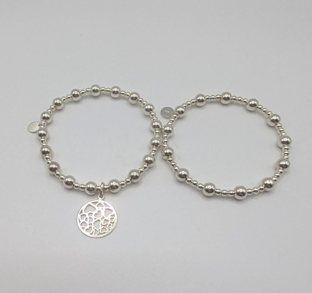 Handmade chunky bracelets made with 3mm and 6mm sterling silver beads
