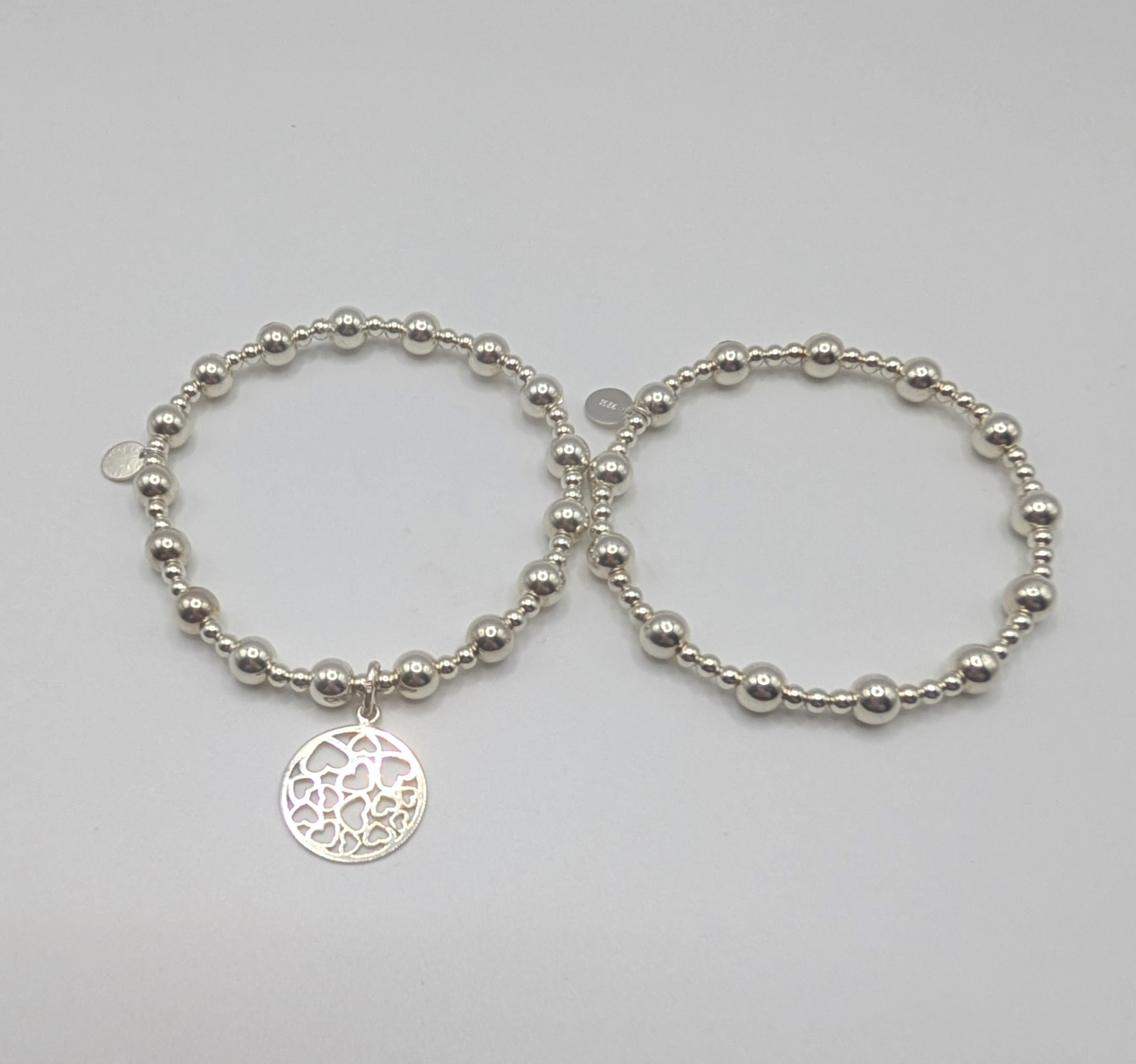 Handmade chunky bracelets made with 3mm and 6mm sterling silver beads