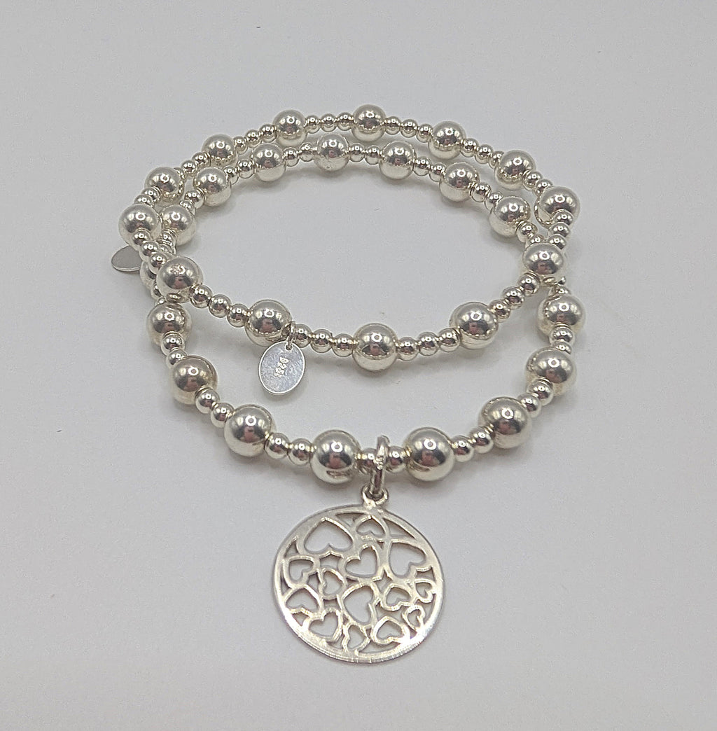 Handmade chunky bracelets made with 3mm and 6mm sterling silver beads