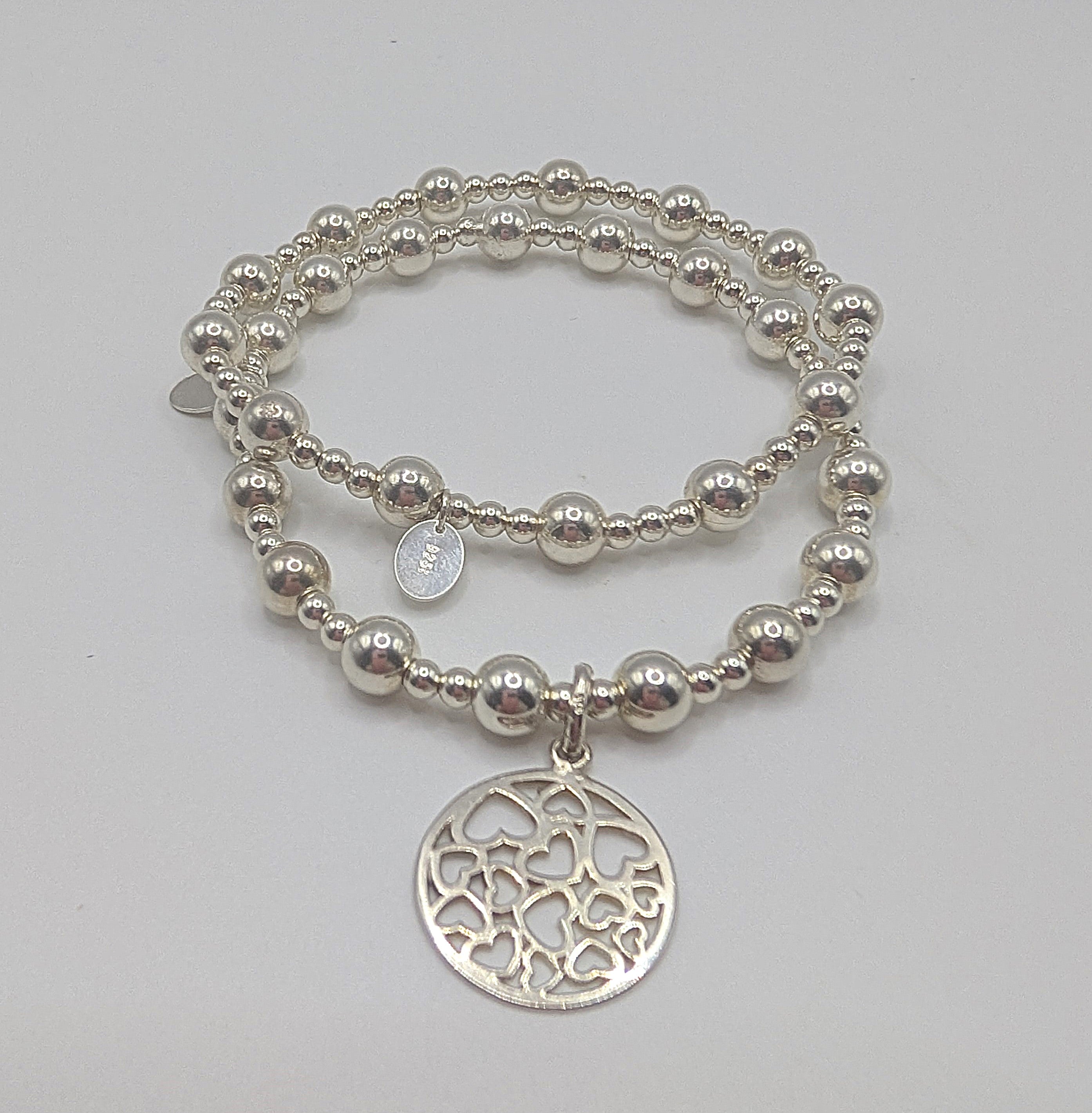 Handmade chunky bracelets made with 3mm and 6mm sterling silver beads