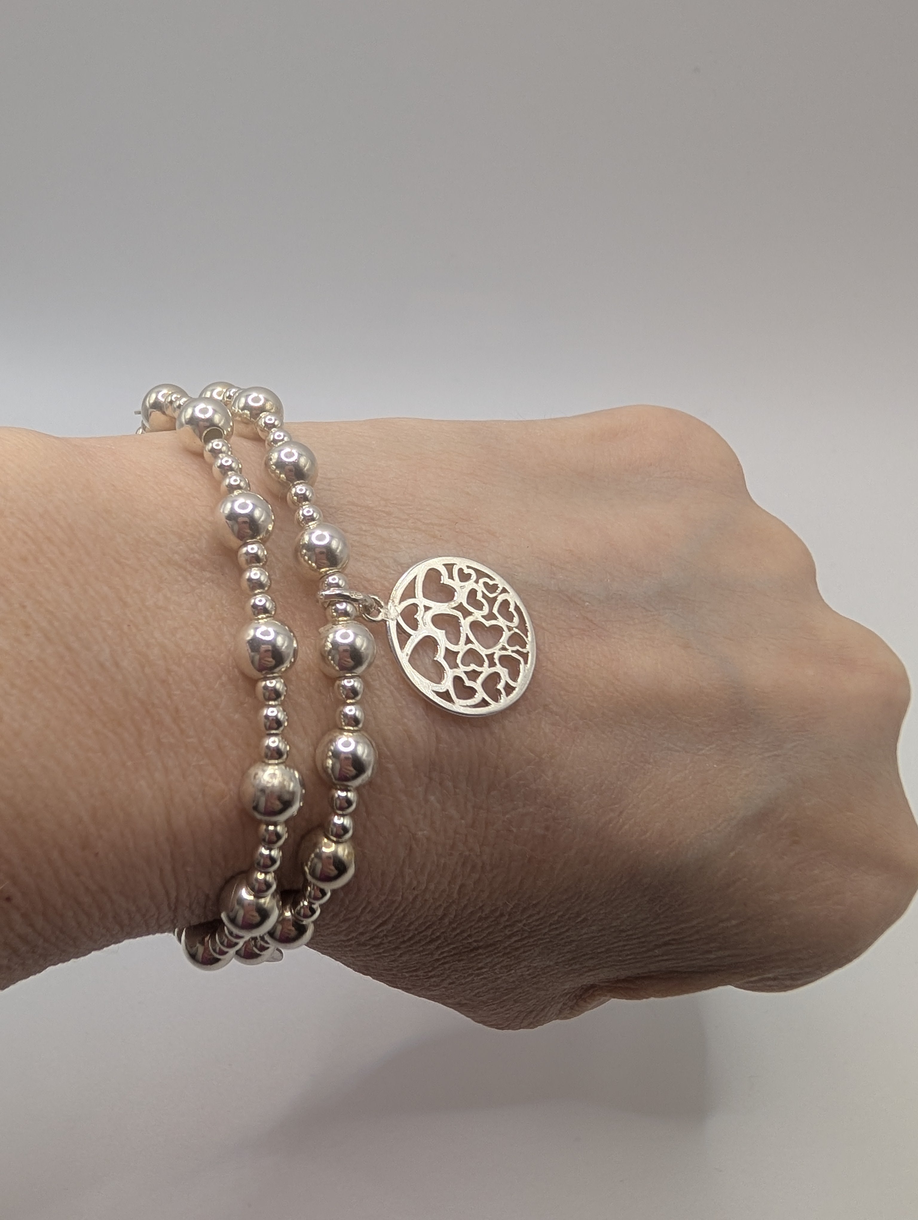 Handmade chunky bracelets made with 3mm and 6mm sterling silver beads