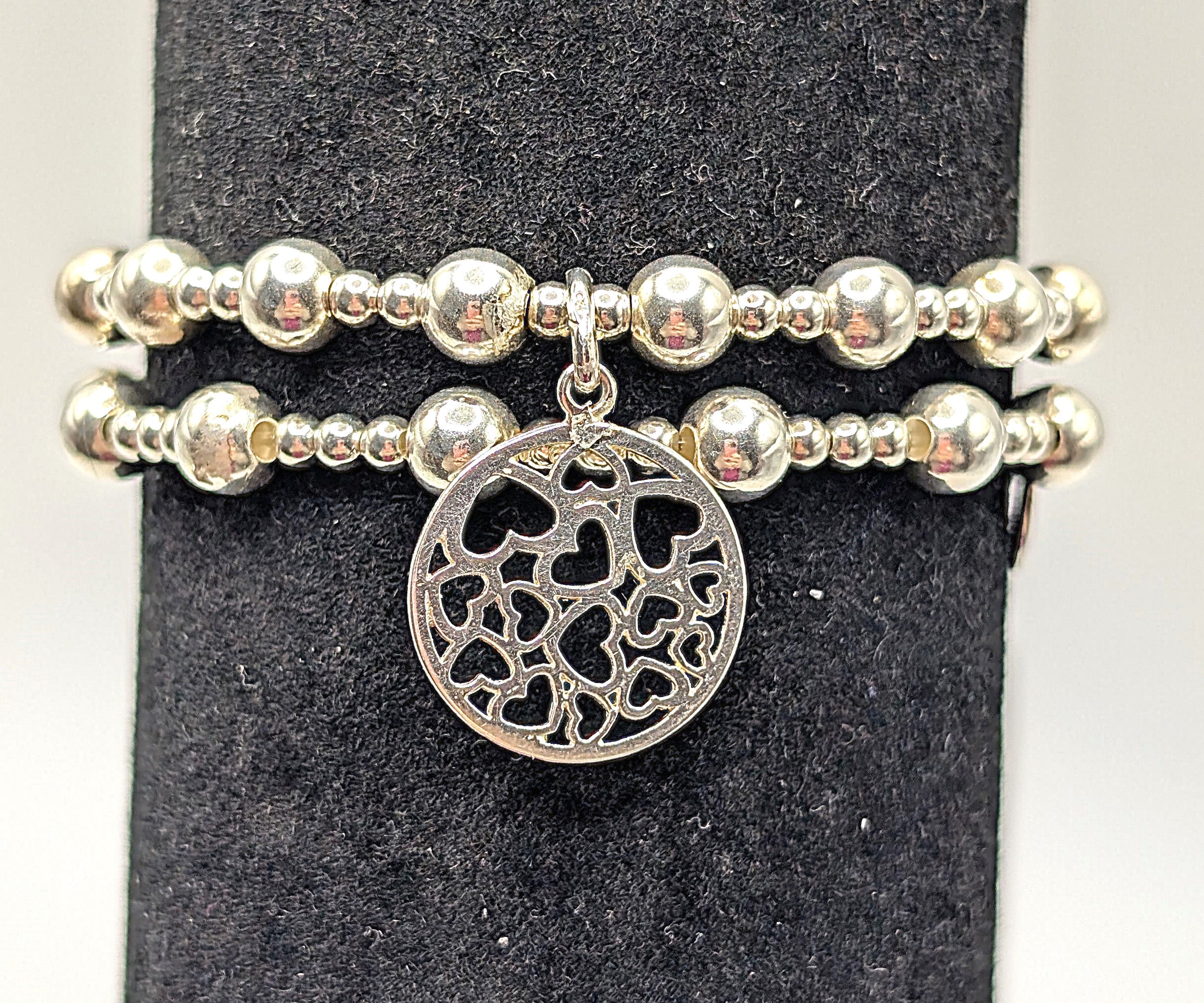 Handmade chunky bracelets made with 3mm and 6mm sterling silver beads