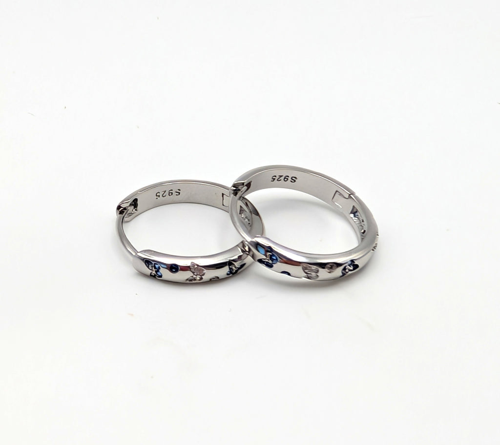 925 Sterling Silver Hoop Earrings with Butterfly Detail