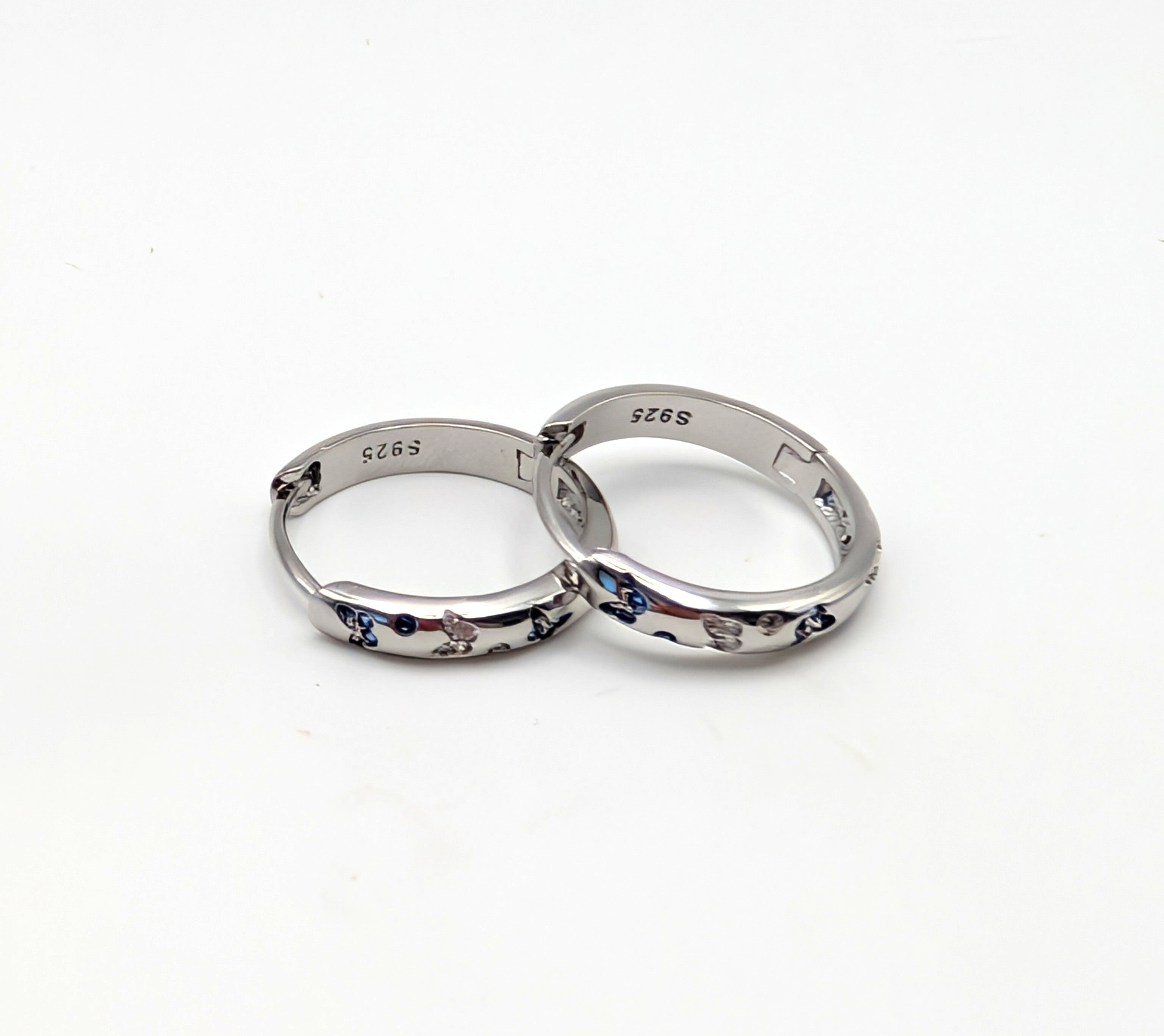 925 Sterling Silver Hoop Earrings with Butterfly Detail