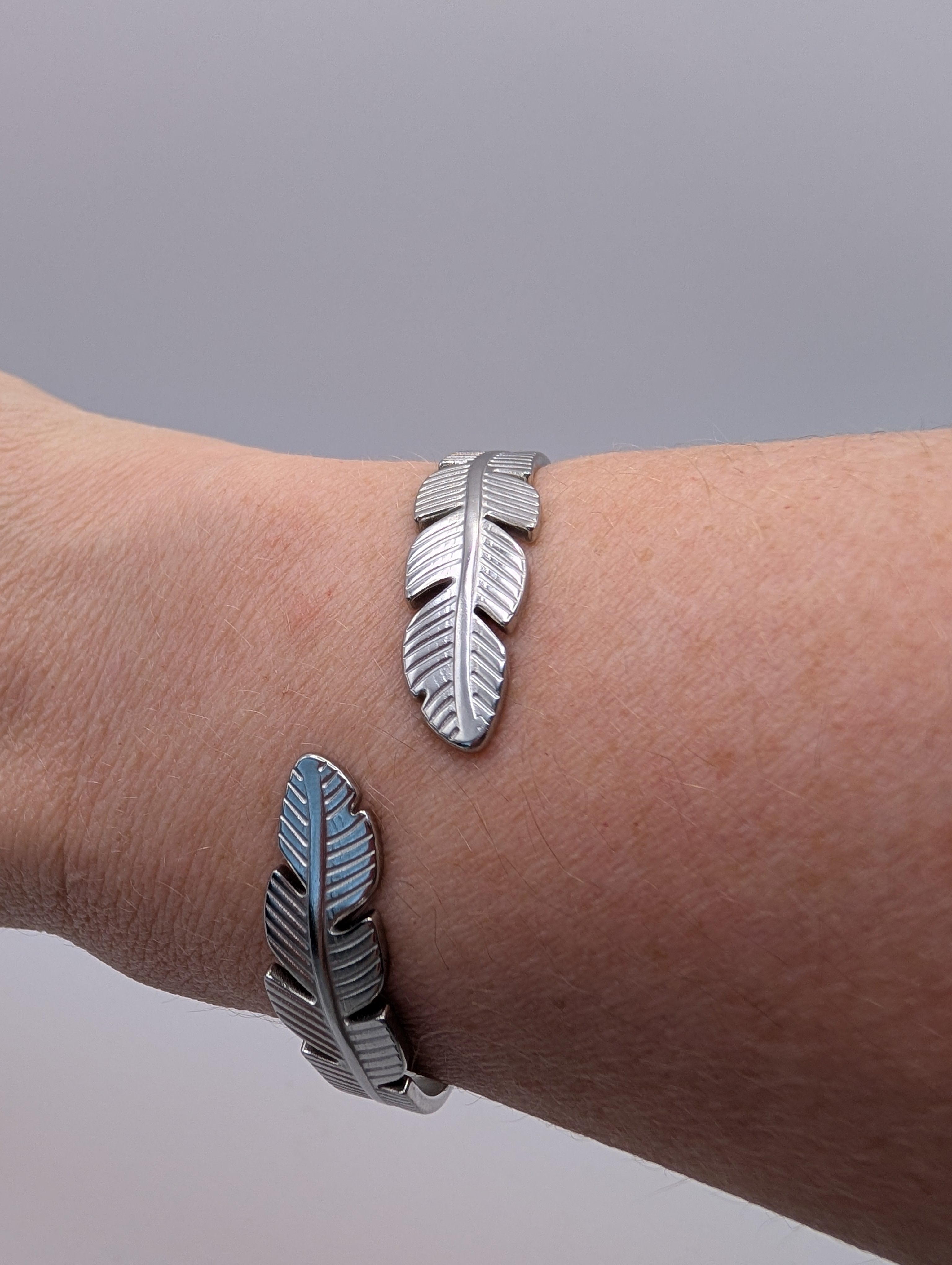Stainless Steel Feather Bangle