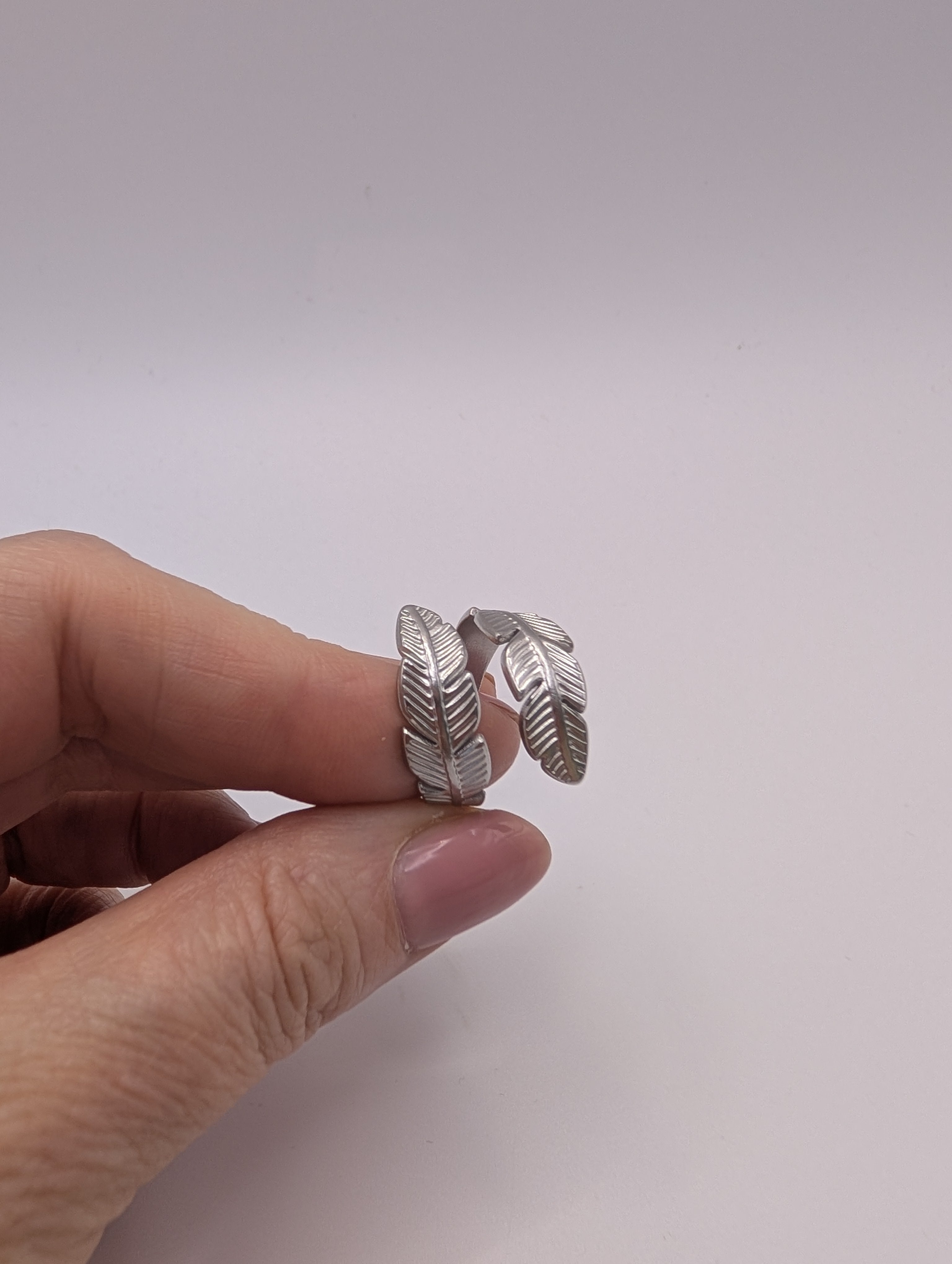 Stainless Steel Adjustable Feather Ring