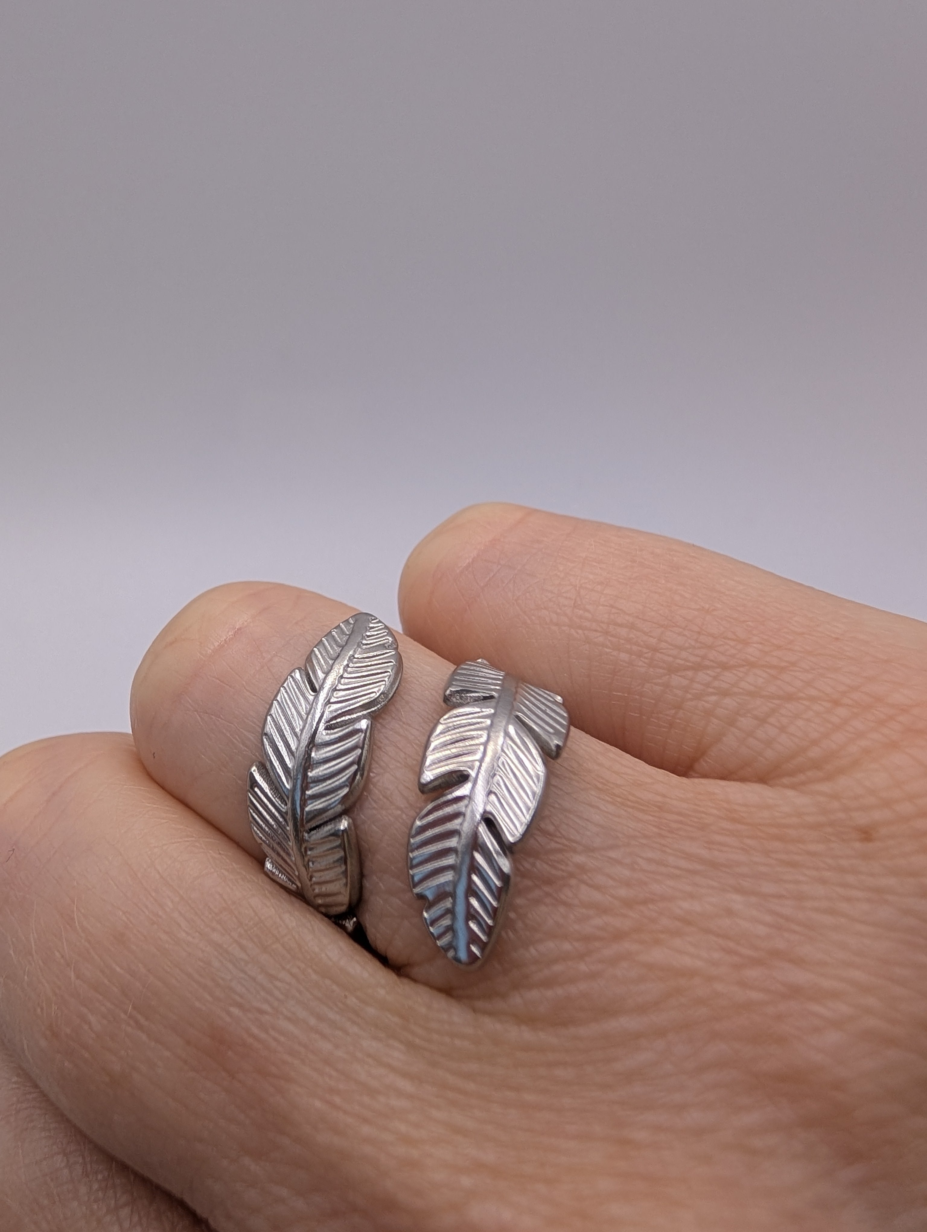 Stainless Steel Adjustable Feather Ring