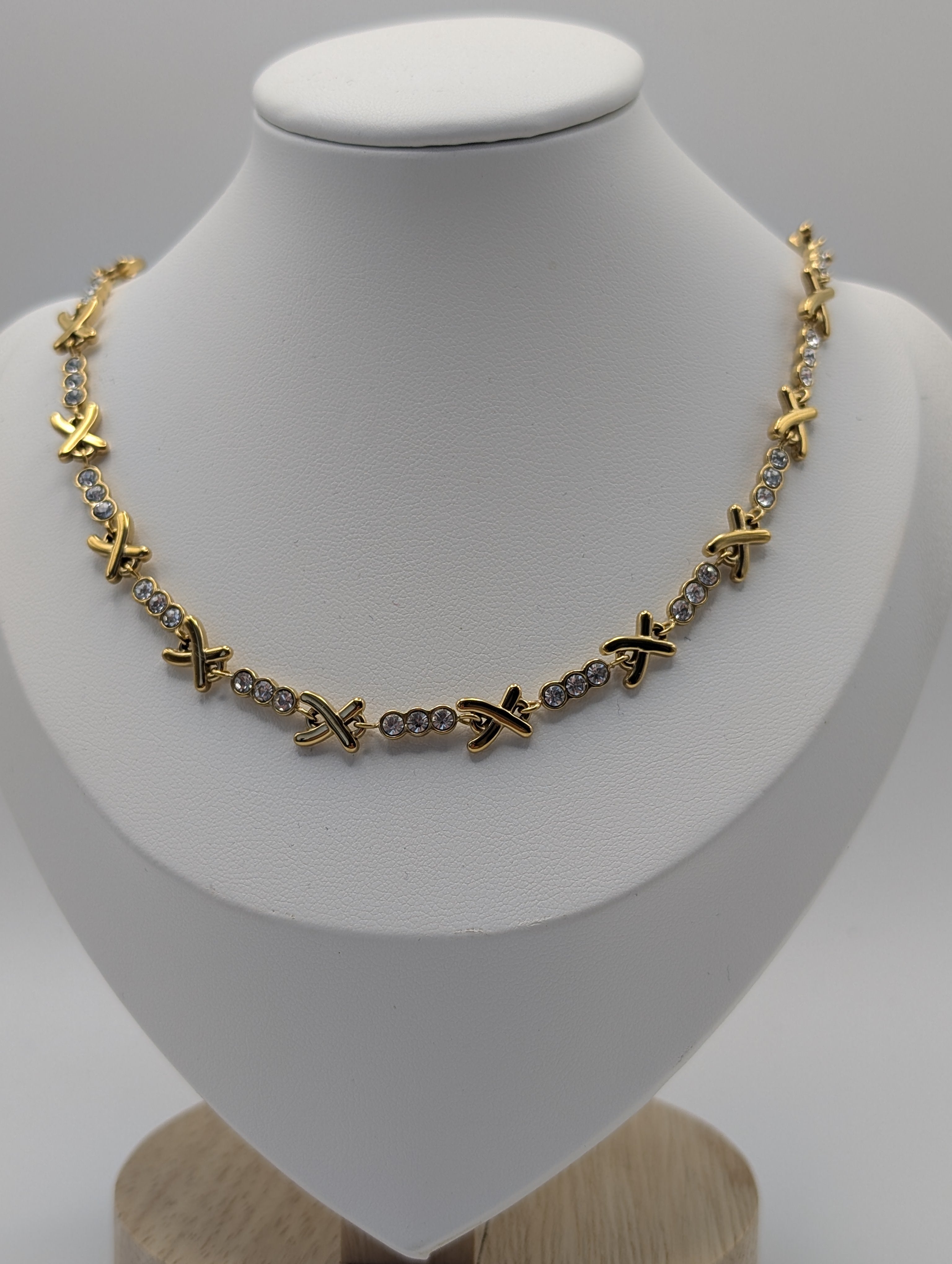 Stainless Steel Cross Cubic Zirconia Choker