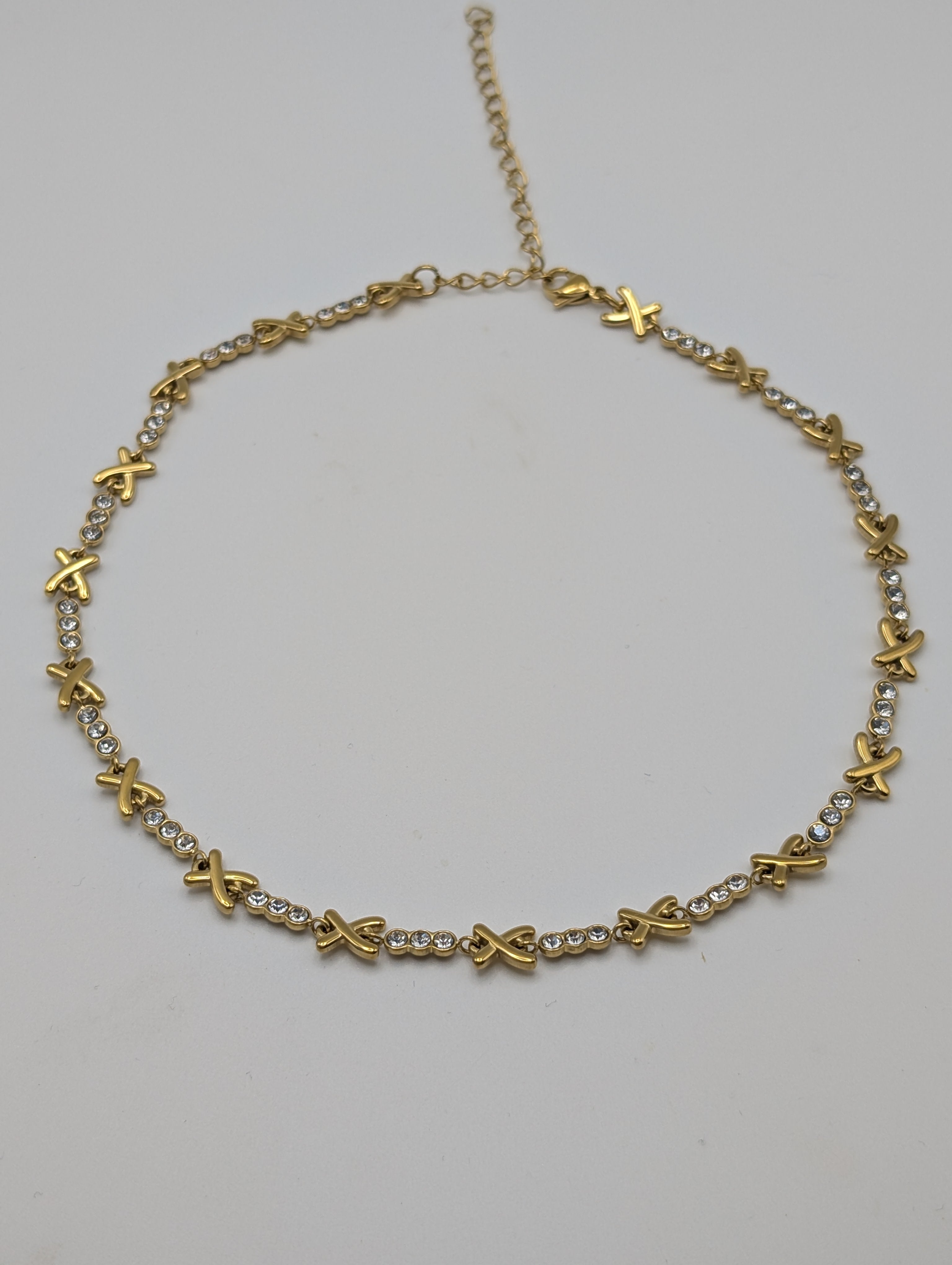 Stainless Steel Cross Cubic Zirconia Choker