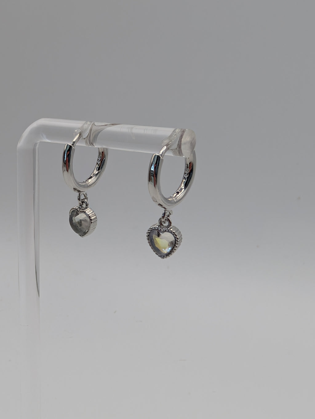 925 Sterling Silver Moonstone Heart Drop Earrings