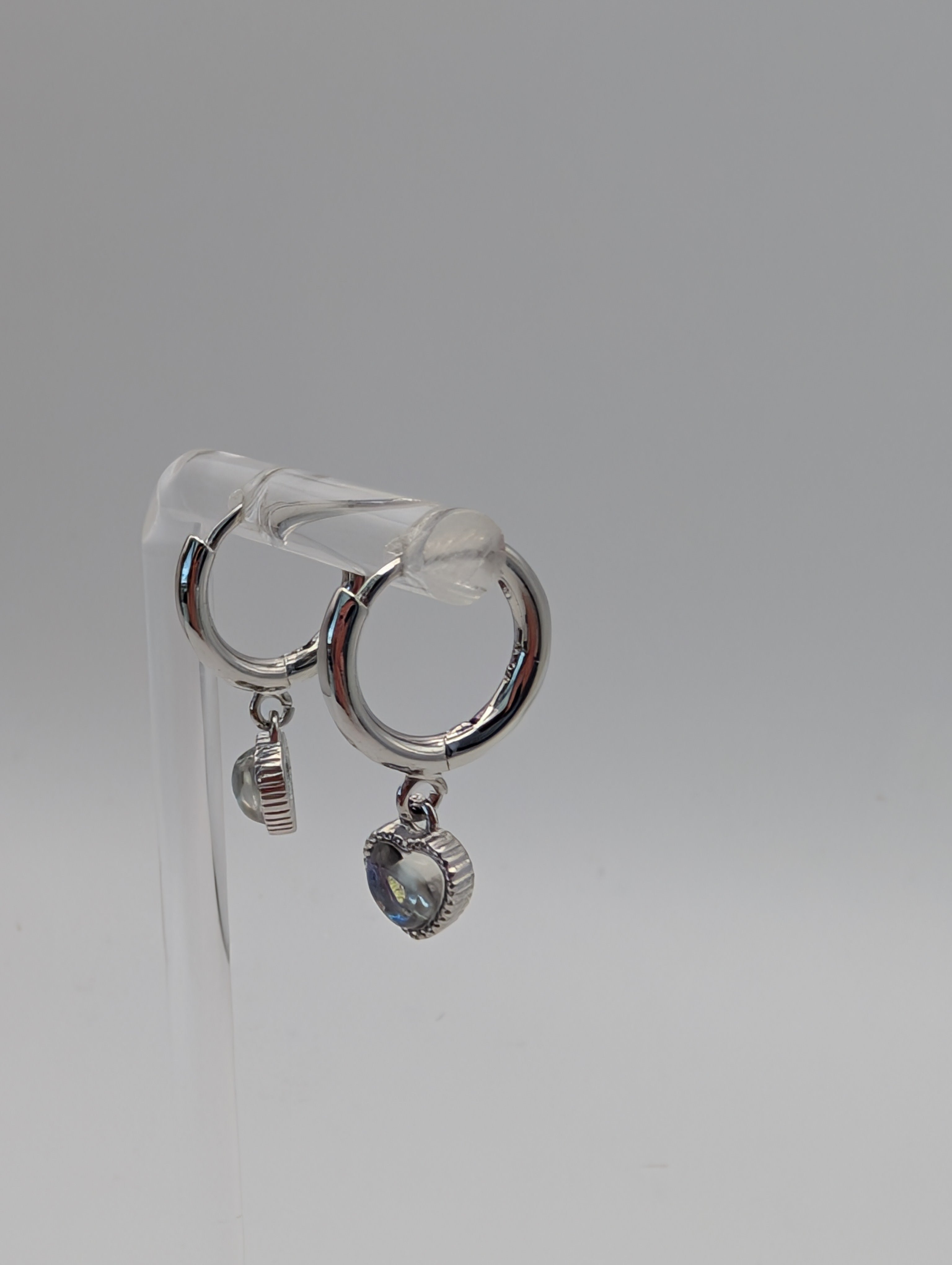 925 Sterling Silver Moonstone Heart Drop Earrings