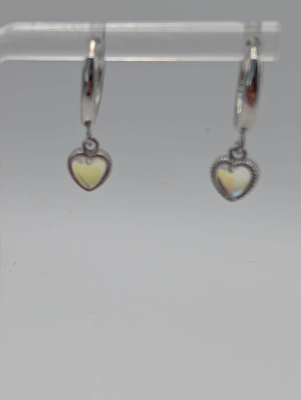 925 Sterling Silver Moonstone Heart Drop Earrings