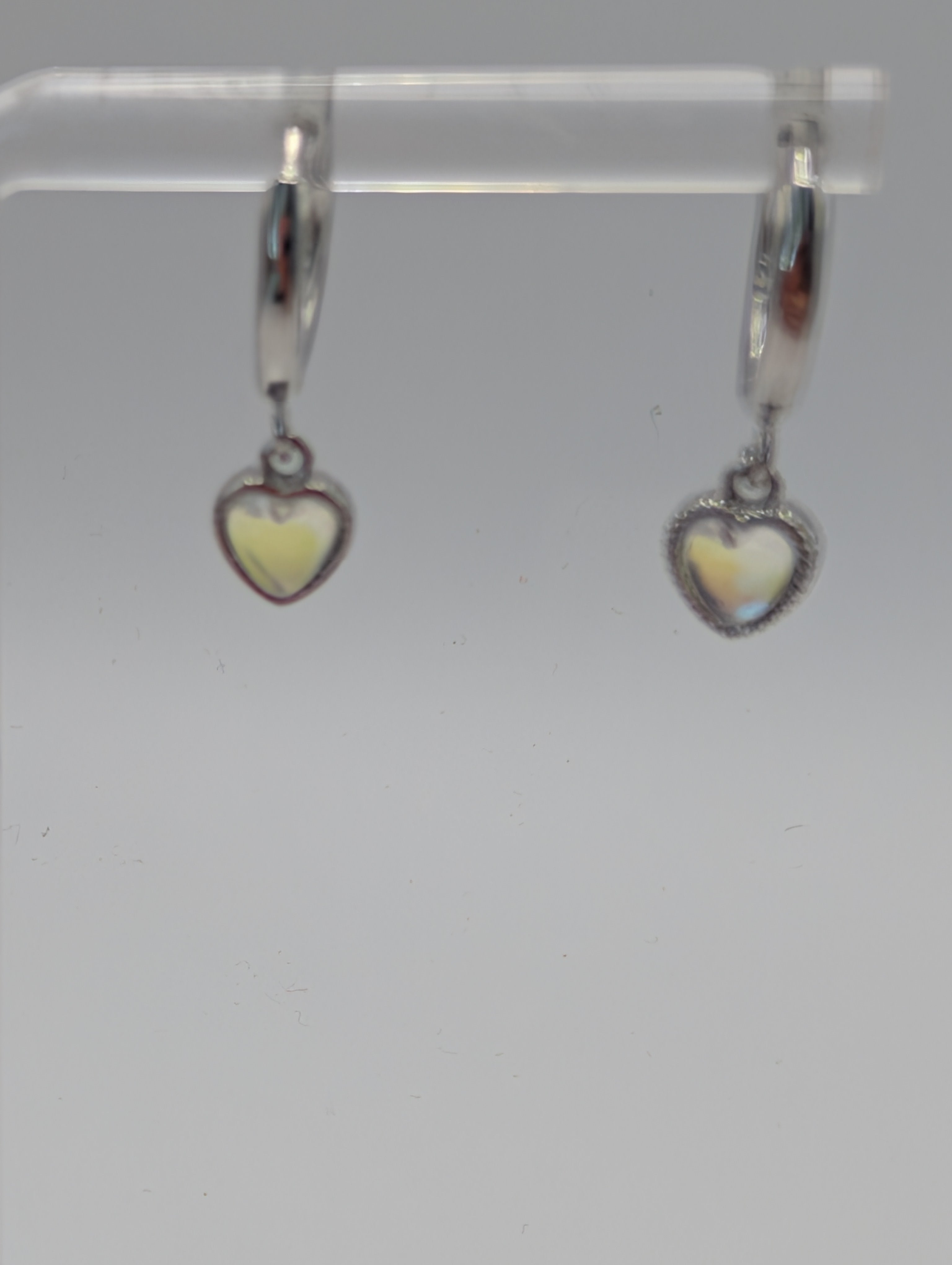 925 Sterling Silver Moonstone Heart Drop Earrings