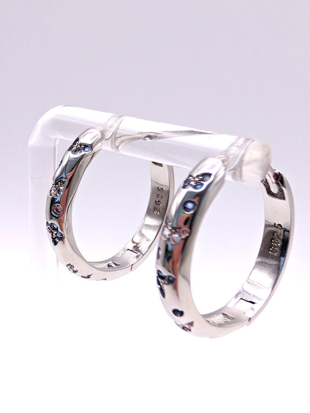 925 Sterling Silver Hoop Earrings with Butterfly Detail
