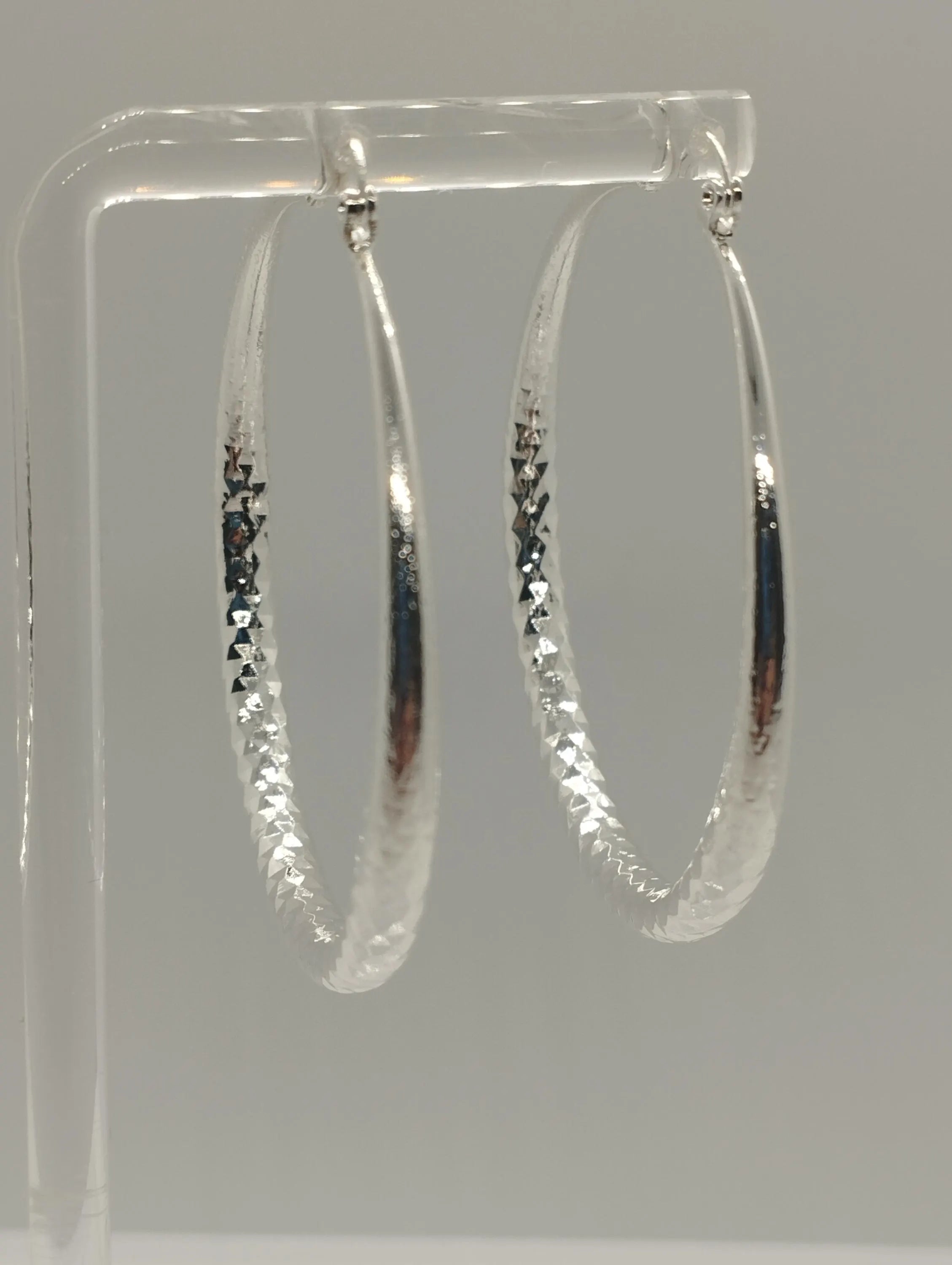 Sterling Silver Large textured Silver Hoop Earrings
