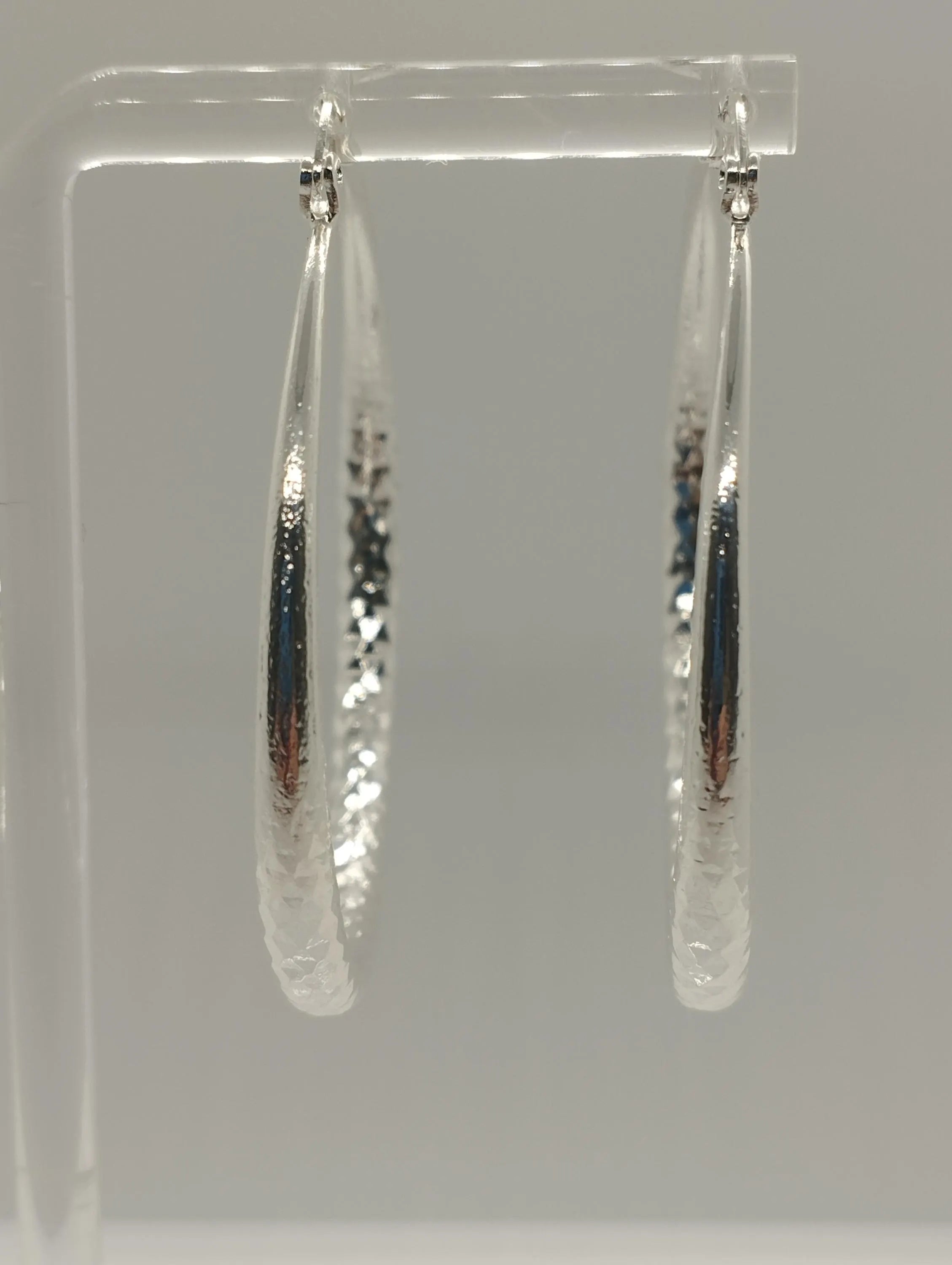 Sterling Silver Large textured Silver Hoop Earrings