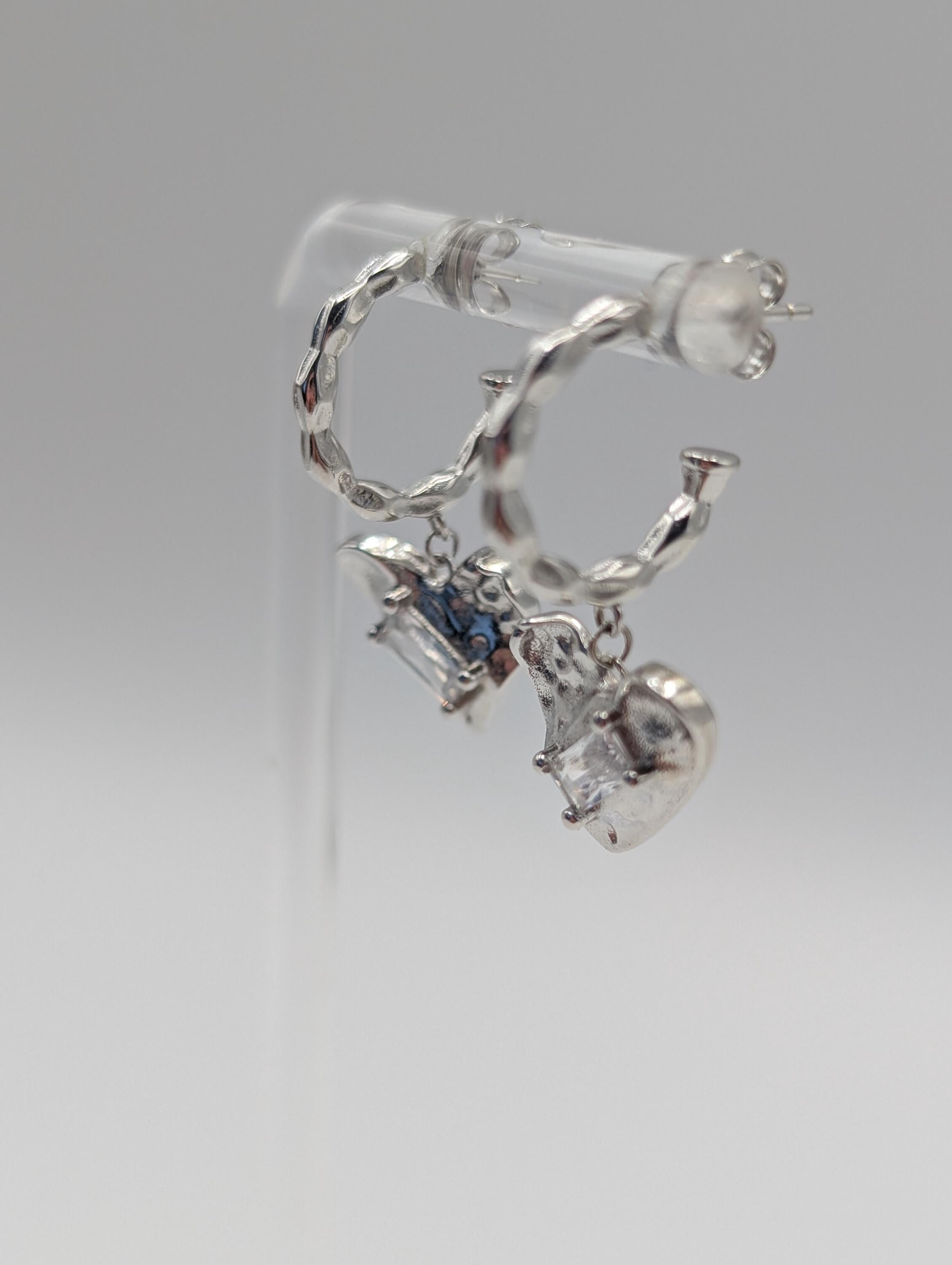 Sterling Silver Heart Drop Earrings