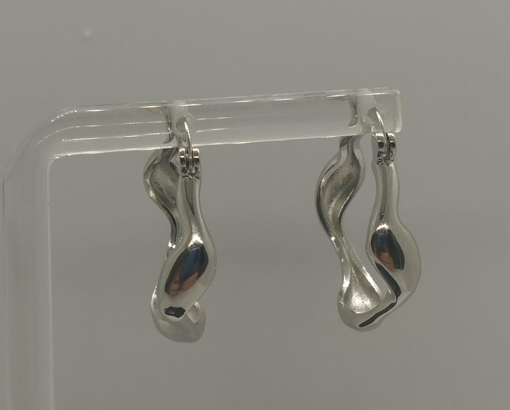 Wavy Sterling Silver Hoop Earrings