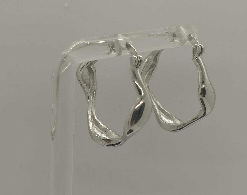 Wavy Sterling Silver Hoop Earrings