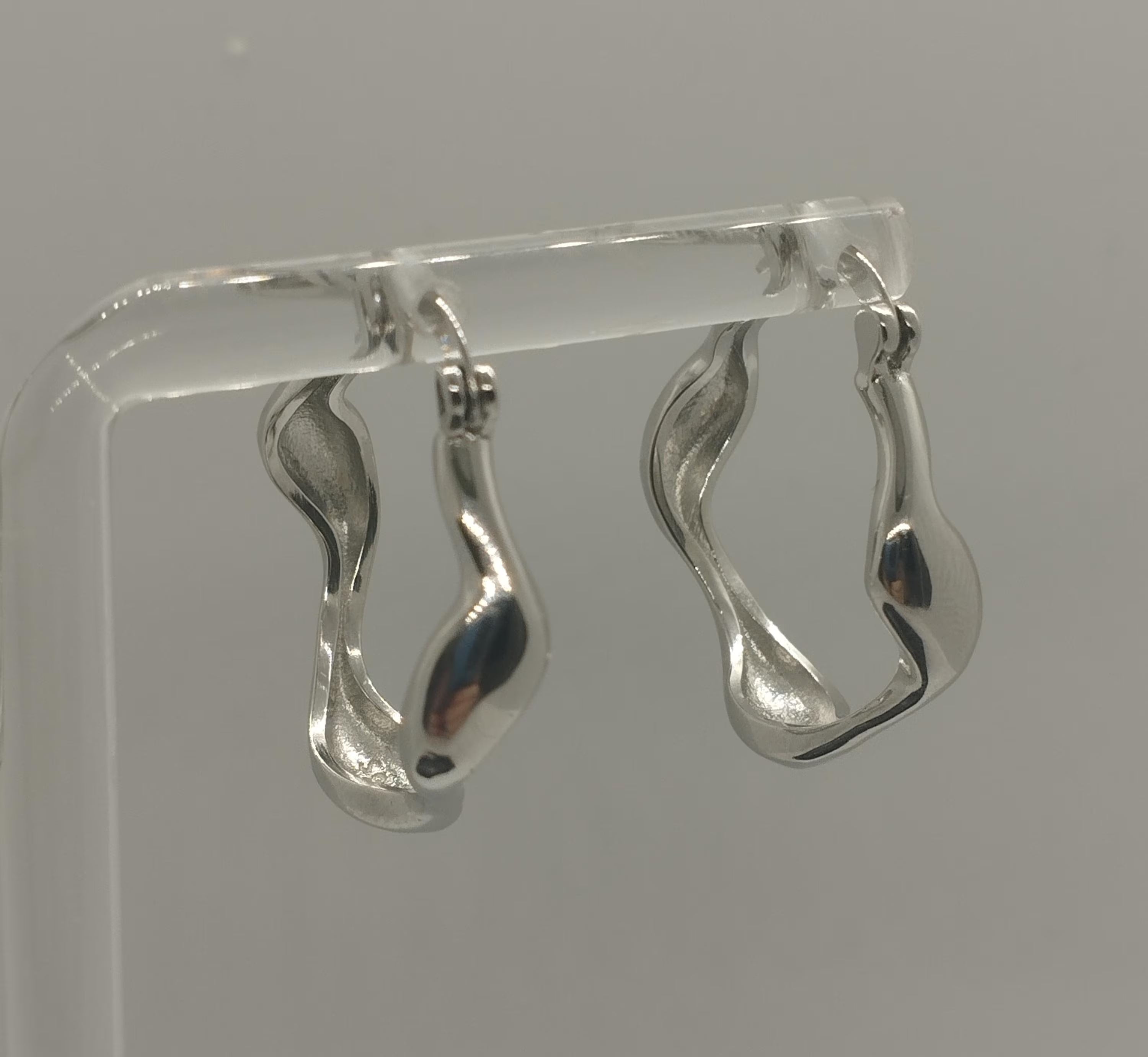 Wavy Sterling Silver Hoop Earrings