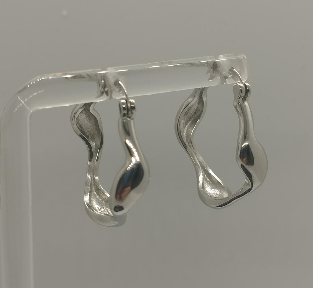 Wavy Sterling Silver Hoop Earrings