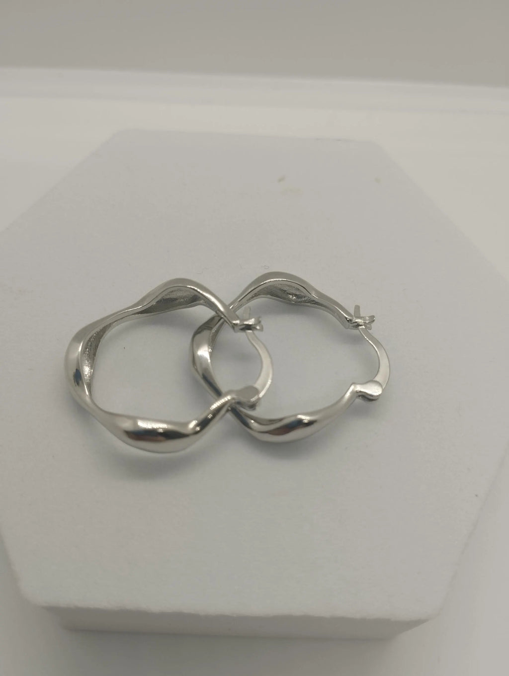 Wavy Sterling Silver Hoop Earrings