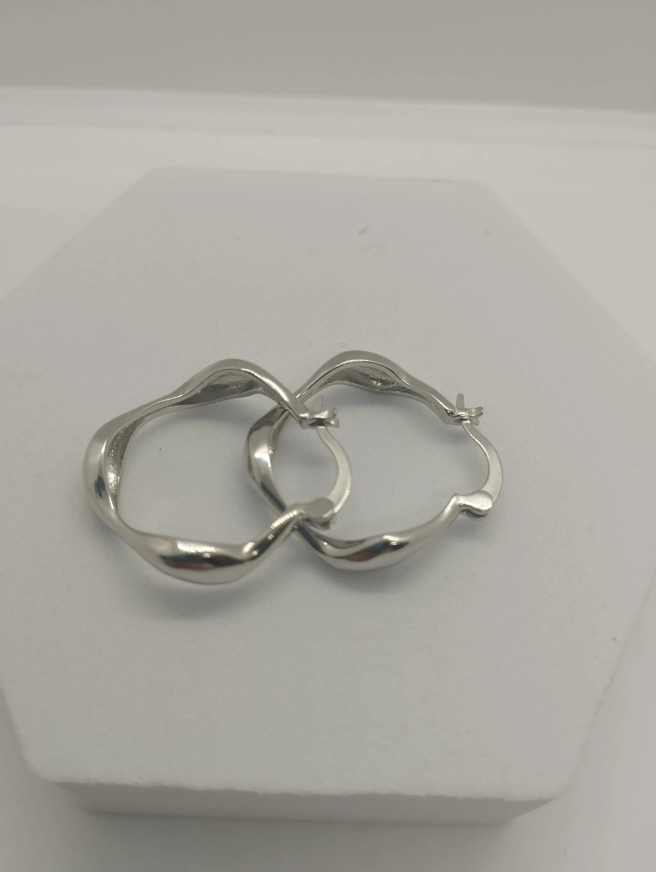 Wavy Sterling Silver Hoop Earrings